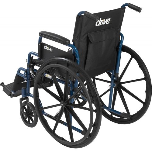  Drive Medical Blue Streak Wheelchair with Flip Back Desk Arms, Swing Away Footrests, 18 Seat