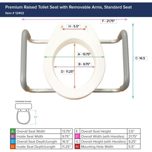  Drive Medical Premium Seat Riser with Removable Arms, Elongated Seat