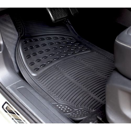  DriveComforts PIC AUTO Universal Rubber Floor Mats for Car, SUV, Van & Trucks (3-piece, black)