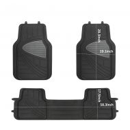 DriveComforts PIC AUTO Universal Rubber Floor Mats for Car, SUV, Van & Trucks (3piece Black Gray)