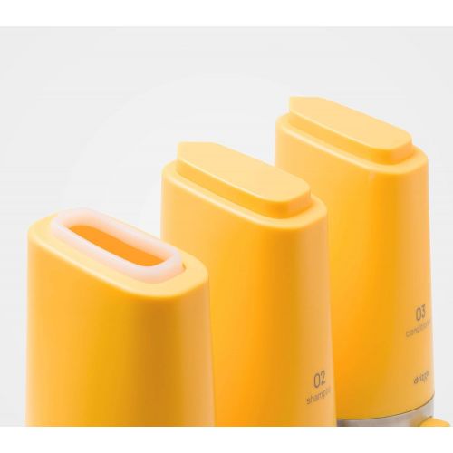  [아마존베스트]Drizzle drizzle 3-Chamber Soap & Shampoo Shower Dispenser, Wall Mounted with Stainless Steel (Yellow)