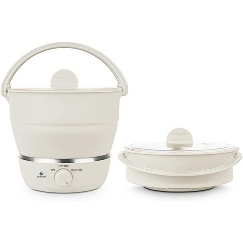  [아마존베스트]Drizzle Foldable Electric Hot Pot Cooker Dual Voltage100V-240V Mini Kettle Food Grade Silicone Cookerware Boiling Water Steamer Portable Travel