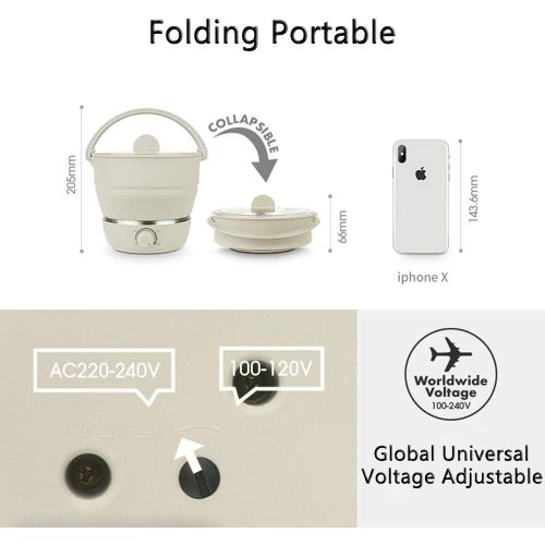  [아마존베스트]Drizzle Foldable Electric Hot Pot Cooker Dual Voltage100V-240V Mini Kettle Food Grade Silicone Cookerware Boiling Water Steamer Portable Travel