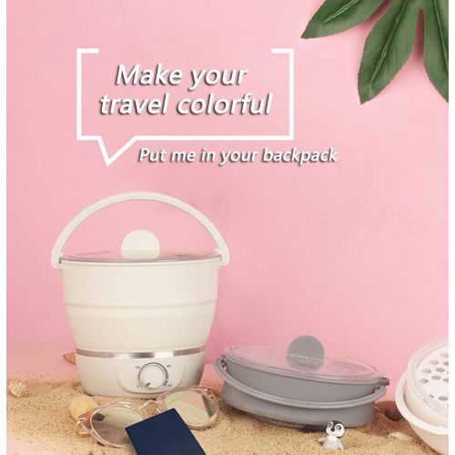  [아마존베스트]Drizzle Foldable Electric Hot Pot Cooker Dual Voltage100V-240V Mini Kettle Food Grade Silicone Cookerware Boiling Water Steamer Portable Travel