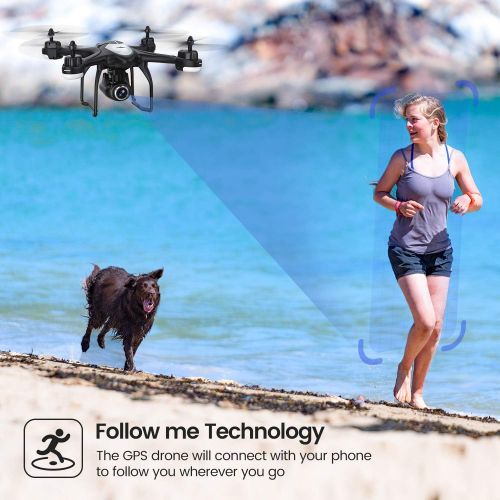  [아마존 핫딜]  [아마존핫딜]Potensic T18 GPS Camera Drone, FPV RC Quadcotper with 1080P HD Camera Live Video, GPS Auto Return Home, Altitude Hold, Follow Me, 2 Batteries and Aluminum Carrying Case