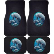 Drop Express Yourself Products Manatee and Babies (Black, Rears) Car and Truck Front and Rear Mats - Set of 4