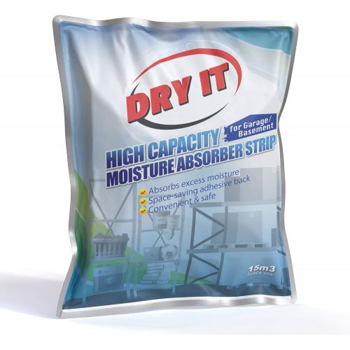  Dry It Garage Dehumidifier & Moisture Absorber - High Capacity Desiccant for Garages, Storage Rooms, Shipping Containers & More [w/Adhesive Back]