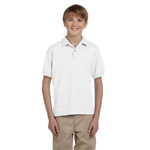  Dryblend Boys White Jersey Polo Shirt by Gildan