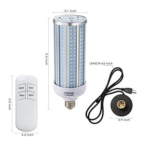  Dsane UV Light Sanitizer, UVC Disinfection Light Bulb 100W Germicidal Lamp E26/E27 Base for Home Room Hotel Travel Bathroom Office Restaurant Toilet Supermarket Bedroom