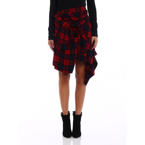  Dsquared2 Tartan wool blend asymmetric skirt
