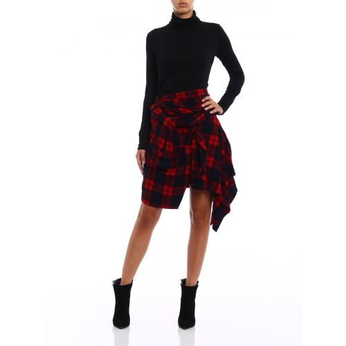  Dsquared2 Tartan wool blend asymmetric skirt