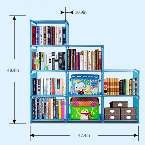  Dtemple 9-Cube Bookcase Bookshelf DIY Storage Cube Organizer Plastic Closet Shelf Storage Cabinet (Blue)