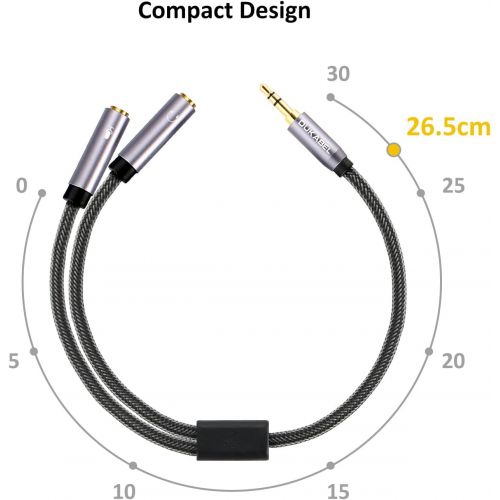  Headsets Splitter Adapter, 3.5mm Jack Separate Headphone & Mic Plug Adapter 3.5mm Combo Audio Adapter Cable for PS4 Gaming Headset PC Xbox One Nintendo Switch Laptop -DuKabel Top S