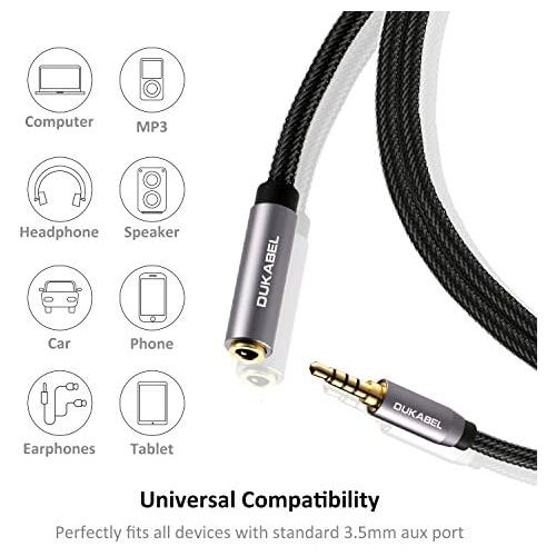  [아마존베스트]DuKabel Headset Extension 4-Pin TRRS Nylon 3.5 mm Stereo Audio Extension Cable (Male to Female) Jack Adapter Cable for Lavalier Microphone with Gold-Plated Contacts - Top Series 1.