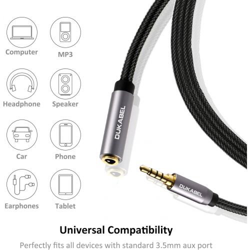  [아마존베스트]DuKabel Headset Extension 4-Pin TRRS Nylon 3.5 mm Stereo Audio Extension Cable (Male to Female) Jack Adapter Cable for Lavalier Microphone with Gold-Plated Contacts - Top Series 1.