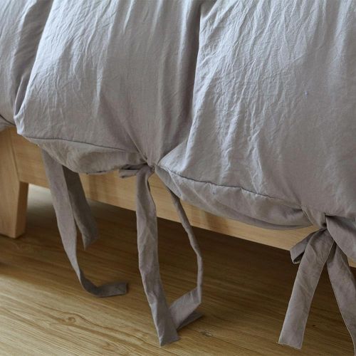  [아마존베스트]DuShow Gray Twin Duvet Cover Set Kids Solid Washed Cotton Soft High Thread Count Comforter Cover Set