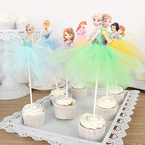  DuZhome Cake Topper - whole sale 10 x handmade princess cupcake toppers girls birthday party decoration supply mermaid/cinderella cake toppers