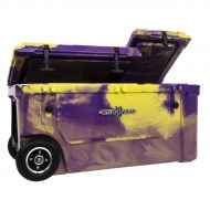 WYLD 75 Quart Dual-Compartment Insulated (Purple/Gold) Cooler w/Wheels & Tap Kit! Aerator Port Kit & Rod Holder Available for Camping Fishing Boating & Tailgating