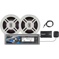 Dual Electronics WCPSX422BT Marine Stereo LCD Single DIN | Marine Radio with Built-in Bluetooth | SiriusXM SXV300 Tuner | Two 6.5-inch Dual Cone Marine Speakers and Marine Antenna