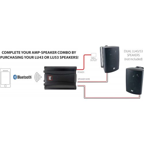  [아마존베스트]Dual Electronics DBTMA100 Micro Wireless Bluetooth 2 Channel Stereo Class-D Amplifier with | Universal Plug-In | Stereo RCA Outputs | 100 Watts Peak Power | 100ft of extended Wirel