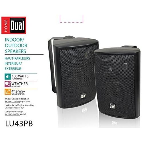  [아마존베스트]Dual Electronics LU43PB 3-Way High Performance Outdoor Indoor Speakers with Powerful Bass | Effortless Mounting Swivel Brackets | All Weather Resistance | Expansive Stereo Sound Co