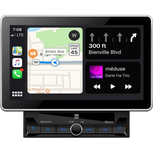  Dual Electronics DMCPA11BT 10.1 Extra Large Touchscreen Media Receiver with Apple CarPlay and Android Auto l Built-in Bluetooth with A2DP Music Streaming and Phonebook Support