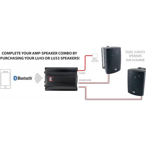  [아마존베스트]Dual Electronics DBTMA100 Micro Wireless Bluetooth 2 Channel Stereo Class-D Amplifier with | Universal Plug-In | Stereo RCA Outputs | 100 Watts Peak Power | Up to 100ft of Wireless