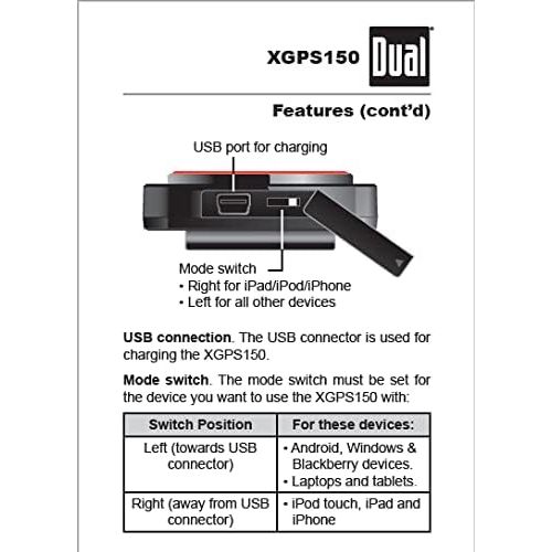  Dual Electronics XGPS150A Multipurpose Portable Universal Bluetooth GPS Receiver Wide Area Augmentation System