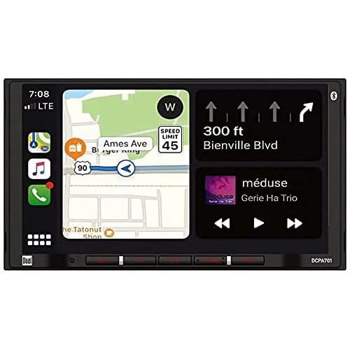  Dual Electronics DCPA701 7-Inch Single-DIN in-Dash Digital Media Receiver with Bluetooth, Android Auto and Wired Mirror Phone to The Unit with Gravity Magnet Phone Holder Bundle