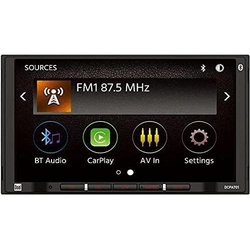  Dual Electronics DCPA701 7-Inch Single-DIN in-Dash Digital Media Receiver with Bluetooth, Android Auto and Wired Mirror Phone to The Unit with Gravity Magnet Phone Holder Bundle