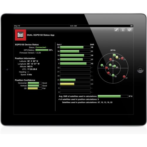  Dual Electronics XGPS150A Multipurpose Universal Bluetooth GPS Receiver with Wide Area Augmentation System and Portable Attachment