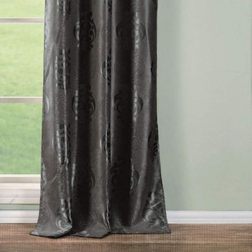  Duck River Textile Hastings Heavy Medallion Insulated Blackout Room Darkening Window Curtain Set of 2 Panels, 36 X 84 Inch, Taupe, 2 Piece