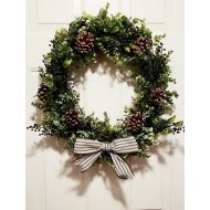 /Dueverdesigns BEST SELLER - Farmhouse winter wreath - eucalyptus wreath - winter wreath - front door wreath - Large Wreath - Pinecone Wreath - Entryway