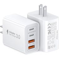 40W USB C Charger Cube, 2-Pack Wall Plug Fast Charging Block, 4-Port PD+QC Power Adapter Multiport Brick Type C Box for iPhone 15/14/13/12/11/Pro Max/XS/XR/8/7, Tablets, Cellphones