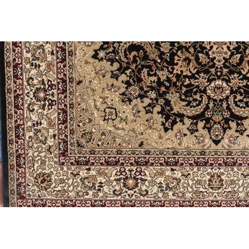  Dunes Traditional Isfahan High Density 1 Thick Wool 1.5 Million Point Persian Area Rug, 9 x 12, Black