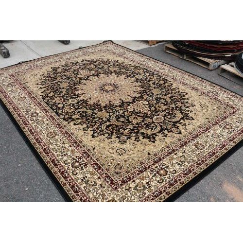  Dunes Traditional Isfahan High Density 1 Thick Wool 1.5 Million Point Persian Area Rug, 9 x 12, Black