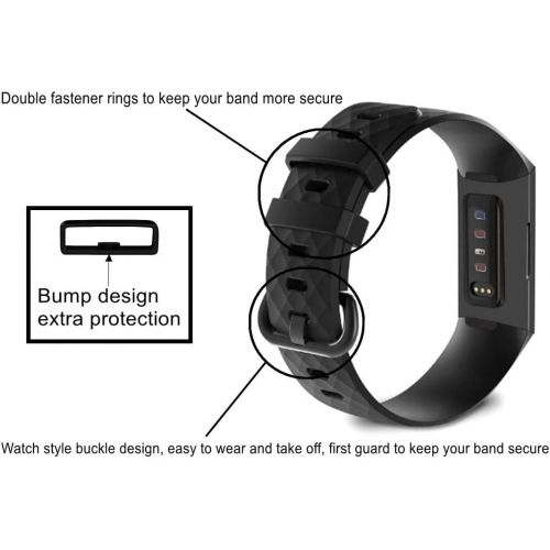  [아마존베스트]Dunfire Replacement Wristbands for Fitbit Charge 3 /Charge 3 SE, Large and Small Size Sports Accessories Bands for Women and Men, Classic and Air Holes Style