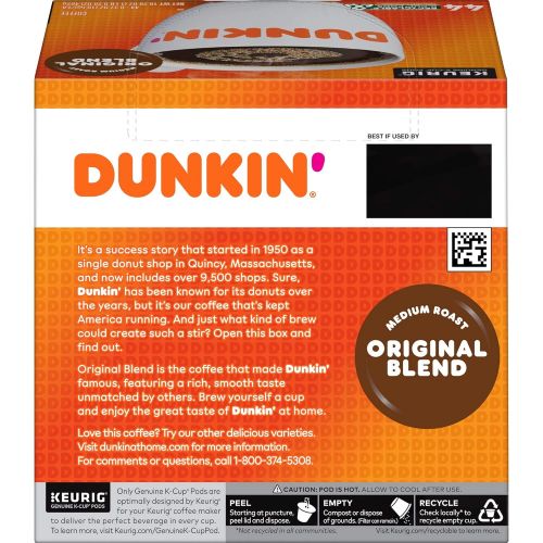  Dunkin Original Blend Medium Roast Coffee, 176 Keurig K-Cup Pods