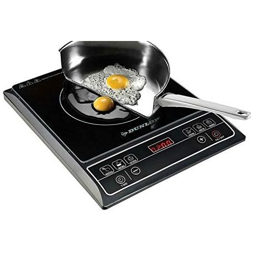  [아마존베스트]Dunlop induction hob, induction hob, 1600 watts, digital display and sensor buttons, including overheating protection, with timer, 6 pre-programmed settings (black).