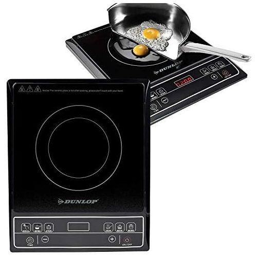  [아마존베스트]Dunlop induction hob, induction hob, 1600 watts, digital display and sensor buttons, including overheating protection, with timer, 6 pre-programmed settings (black).