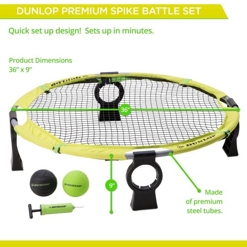  Dunlop DUNLOP Premium Spike Ball Battle Game Set - Spyderball Combo Sets Lawn, Beach, Camping, Yard, Outdoor Games - Competitive Recreational Slammo Volleyball Tournament - Fun Kit Adults