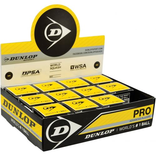  Dunlop DUNLOP Revelation Pro Squash Balls (Double Spot) - 1 Dozen, Yellow
