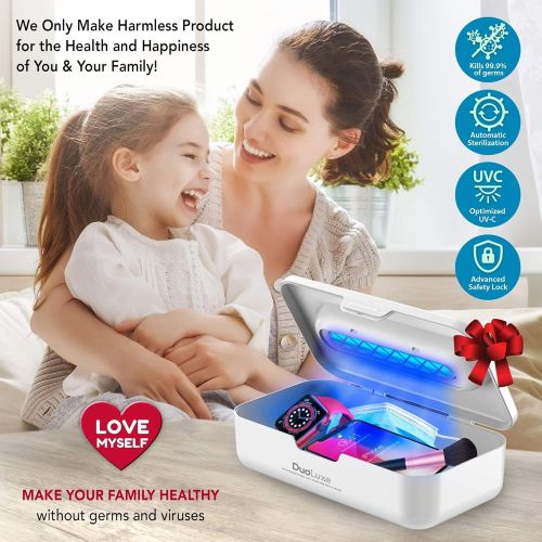  DuoLuxe UV Light Sanitizer Box - UV Light Sanitizer Wand - Multi-Functional UV Sterilizer, Phone Sanitizer - Kills 99.9% of Bacteria & Virus - Portable, Rechargeable, Ultraviolet L