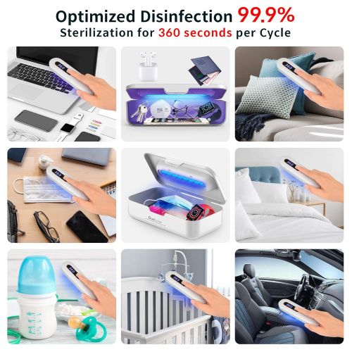  DuoLuxe UV Light Sanitizer Box - UV Light Sanitizer Wand - Multi-Functional UV Sterilizer, Phone Sanitizer - Kills 99.9% of Bacteria & Virus - Portable, Rechargeable, Ultraviolet L