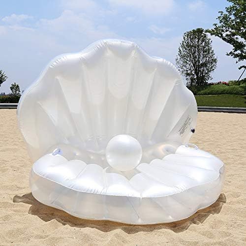  Duona Swimming Pool Inflatable Float Colossal Sea Shell Pool Float Floating Bed Row Cushion for Beach Swimming Pool Seaside Shell Shape Water Sofa Floating Air Bed Water Floating Row Cus