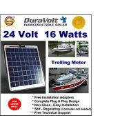 DuraVolt NOW 20 Watts. Trolling Motor 24V battery charger- 1/2 Amp Trickle Solar Charger - Self Regulating - Boat Marine Solar Panel - No experience Plug & Play Design. Dimensions 14.1 in x