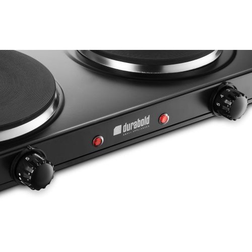  Durabold Kitchen Countertop Cast-Iron Double Burner - Stainless Steel Body  Sealed Burners - Ideal for RV, Small Apartments, Camping, Cookery Demonstrations, or as an Extra Burner