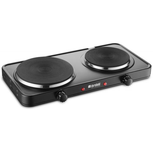  Durabold Kitchen Countertop Cast-Iron Double Burner - Stainless Steel Body  Sealed Burners - Ideal for RV, Small Apartments, Camping, Cookery Demonstrations, or as an Extra Burner