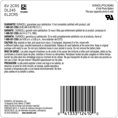 Duracell 245 6V Lithium Battery, 1 Count Pack, 245 6 Volt High Power Lithium Battery, Long-Lasting for Video and Photo Cameras, Lighting Equipment, and More