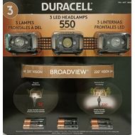 Duracell 1600263/550 Lumens LED Headlamps 3 Pieces / 3 PACK HEADLIGHTS 9 MODES